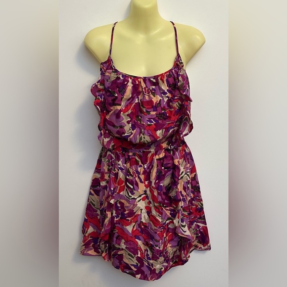 Parker Multicolor Floral Silk Racerback Dress - Picture 1 of 9